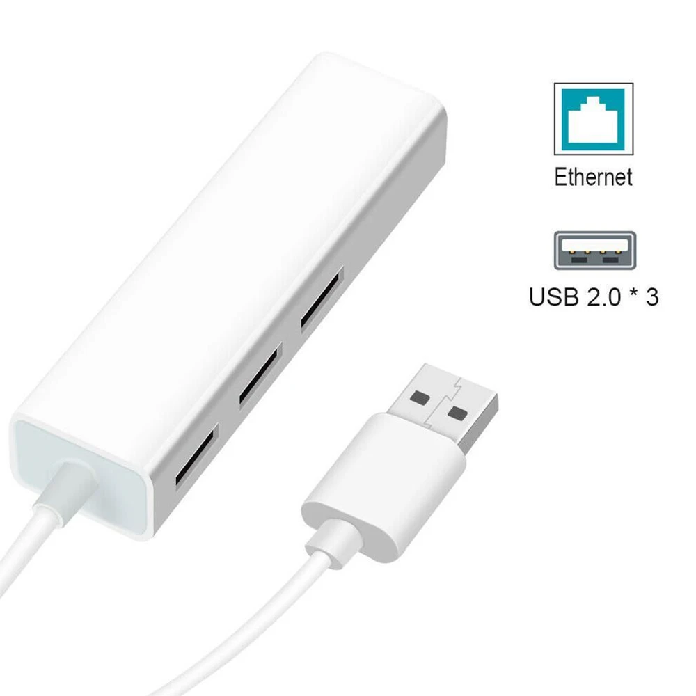 

Type C 3.0 to USB 2.0 3-port HUB with RJ45 Fast Ethernet Port Adapter Durable
