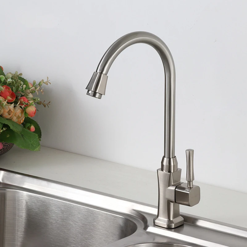 Классический кухонный кран смеситель для раковины с поворотным носиком