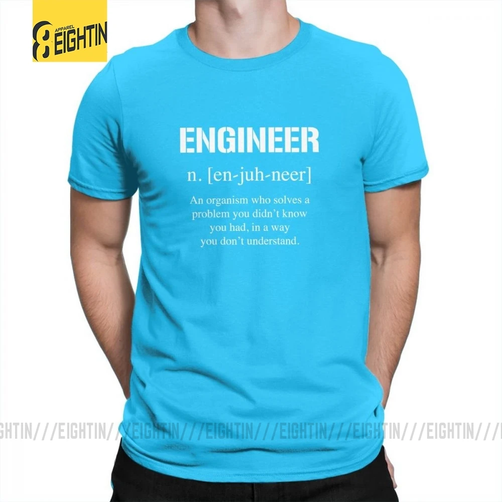 Футболки с надписью «Engineer Charm», мужские футболки с круглым вырезом и коротким рукавом, Забавные футболки из хлопка размера плюс для отдыха - Цвет: Medium Blue