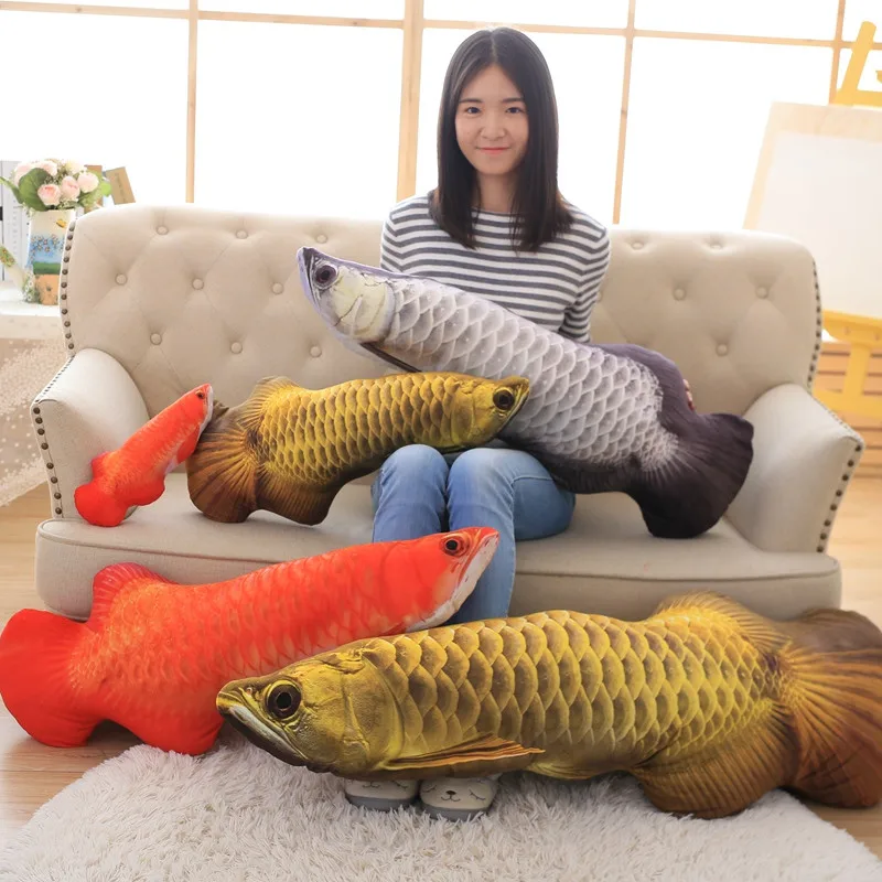 

1pc Simulation Kawaii Giant Gold Arowana Plush&Stuffed Cartoon Animal Toy Doll Cushion Super Soft Pillow For Baby Girl
