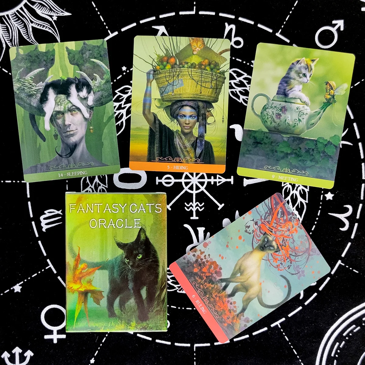 

Fantasy Cats Oracle Tarot Cards Prophecy Divination Deck English Version Entertainment Board Game 23 sheets/box