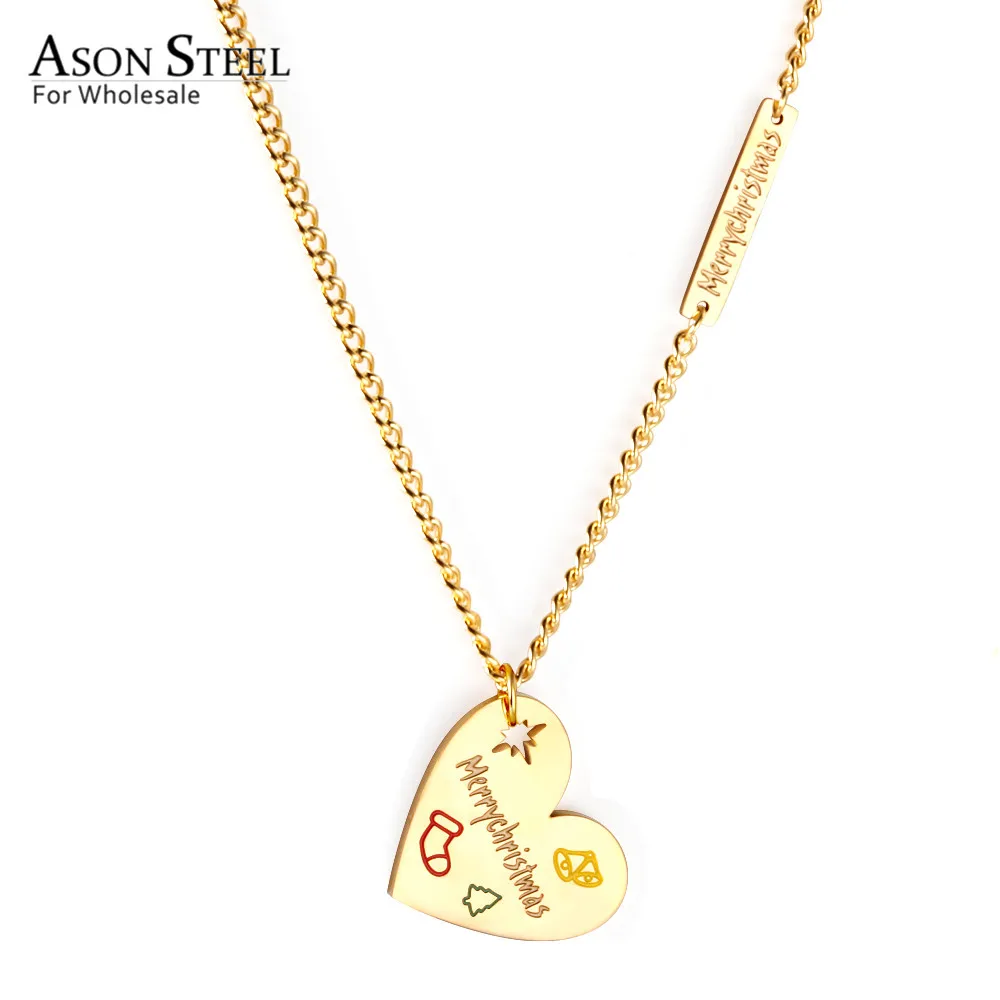 

ASONSTEEL Trendy Gold Color Heart Pendant Necklace 316L Stainless Steel Choker for Women Christmas Gift Jewelry Accessory
