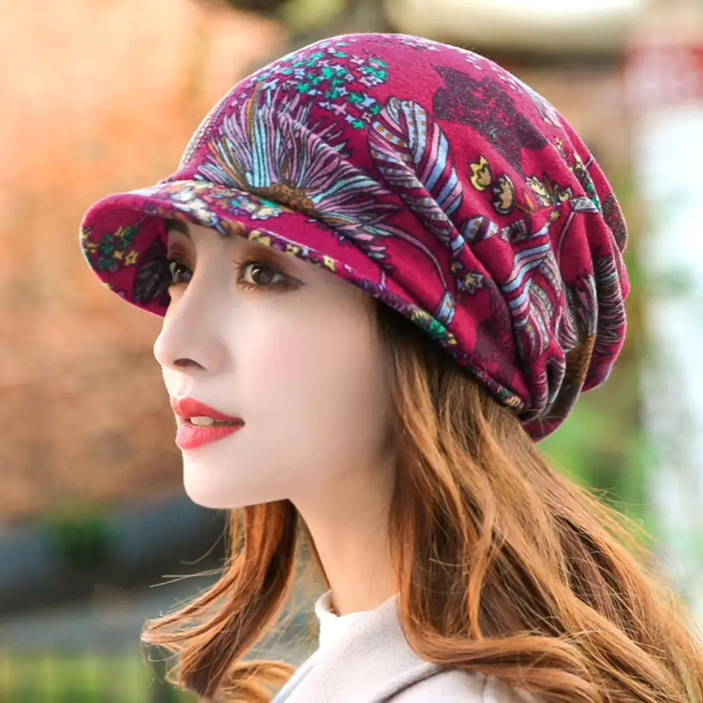 CRUOXIBB женский цветочный газетчик берет таксиста зимняя шапка с козырьком хвостик