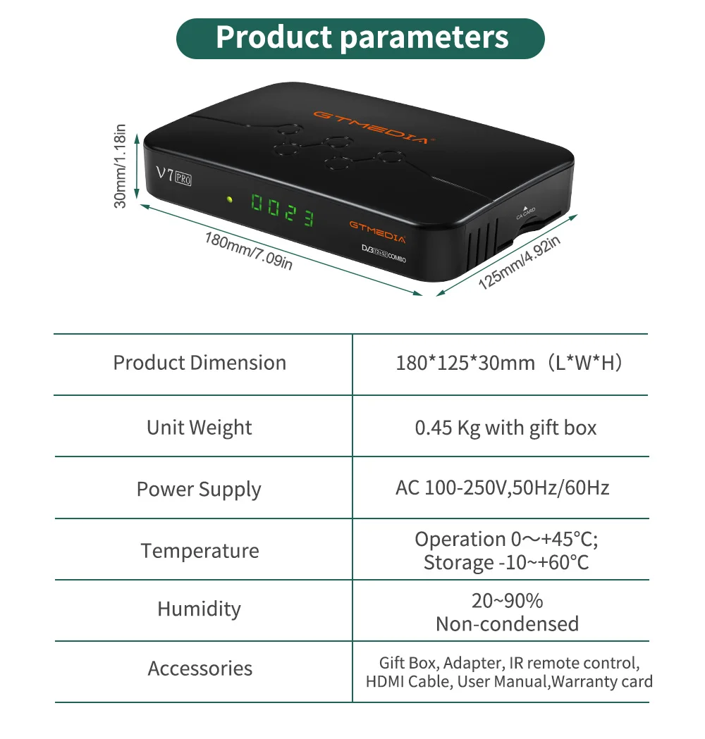 GTMEDIA V7 PRO H.265 DVB S2/T2 Combo TV Box Satellite Receiver DVBS2X Support USB Wifi Set Top Upgrade from GT MEDIA Plus | Электроника
