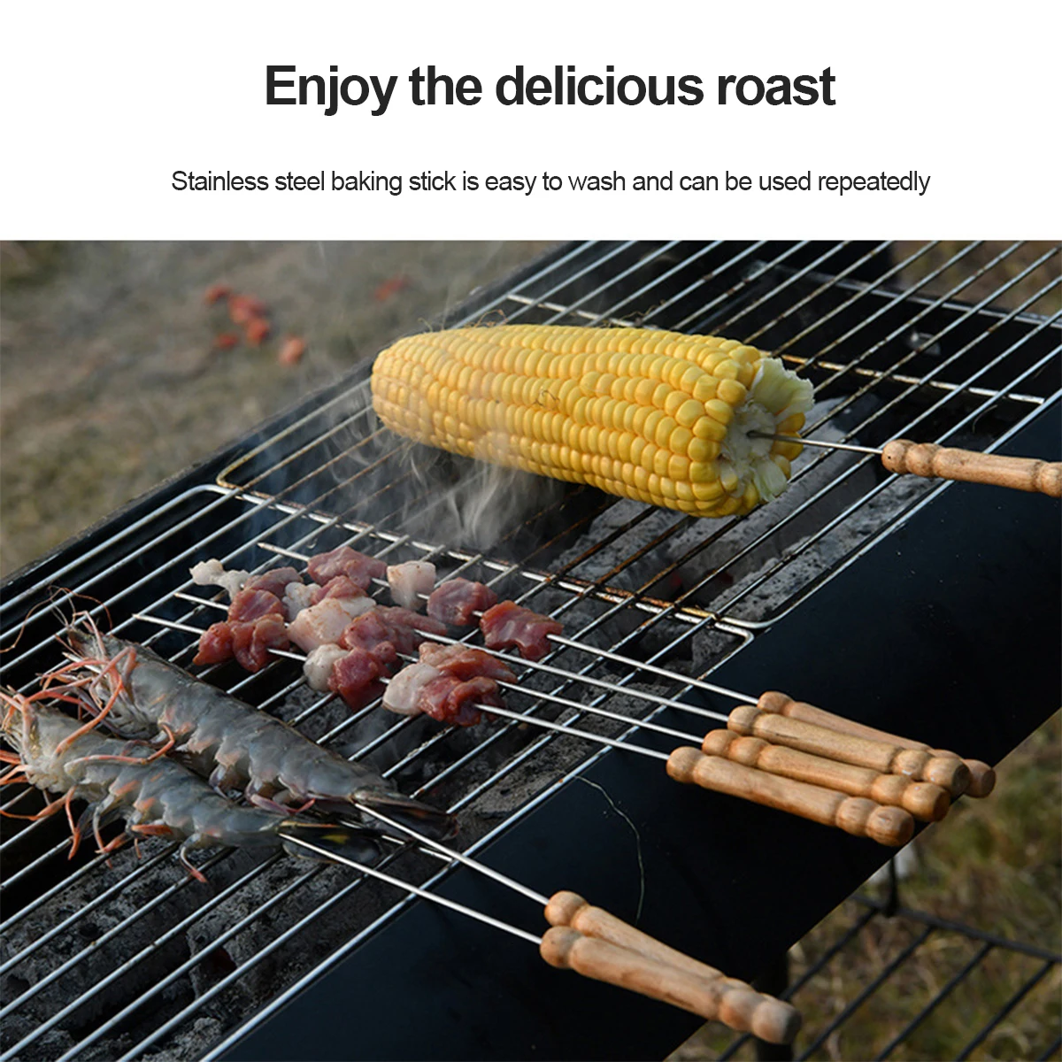 Шпажки из нержавеющей стали с деревянной ручкой для барбекю| |