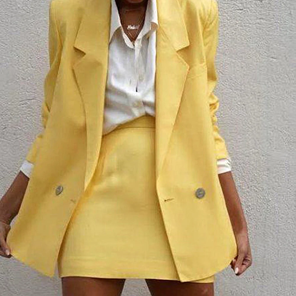 Комплект из двух предметов Женский Повседневный блейзер + мини-юбка комплект