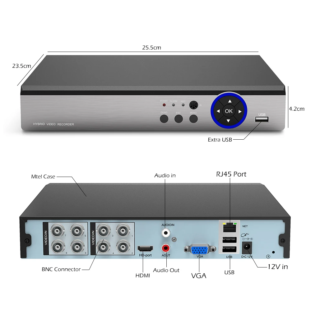 Камера видеонаблюдения Onvif PTZ H.265 металлический видеорегистратор 1080P 4 канала 8