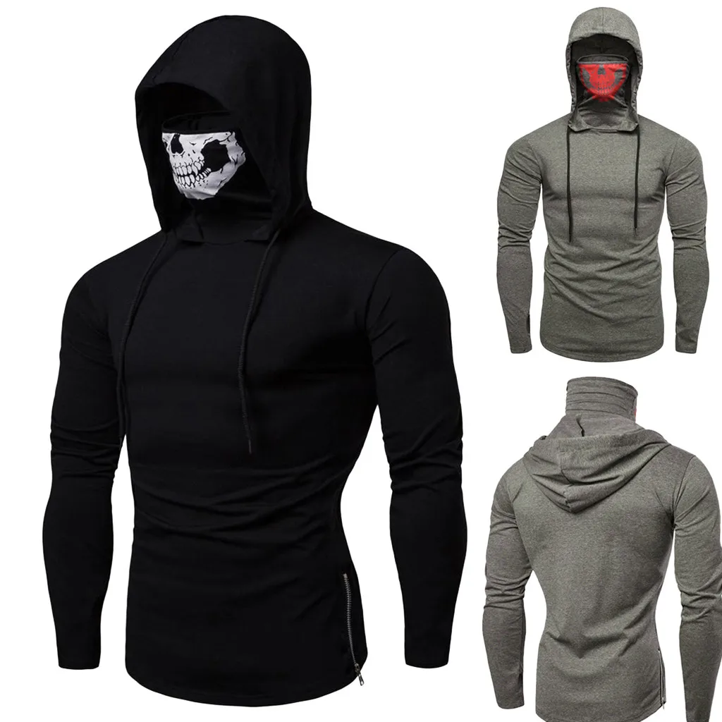 Мужской свитер для велоспорта Однотонный с капюшоном и длинным рукавом | Спорт