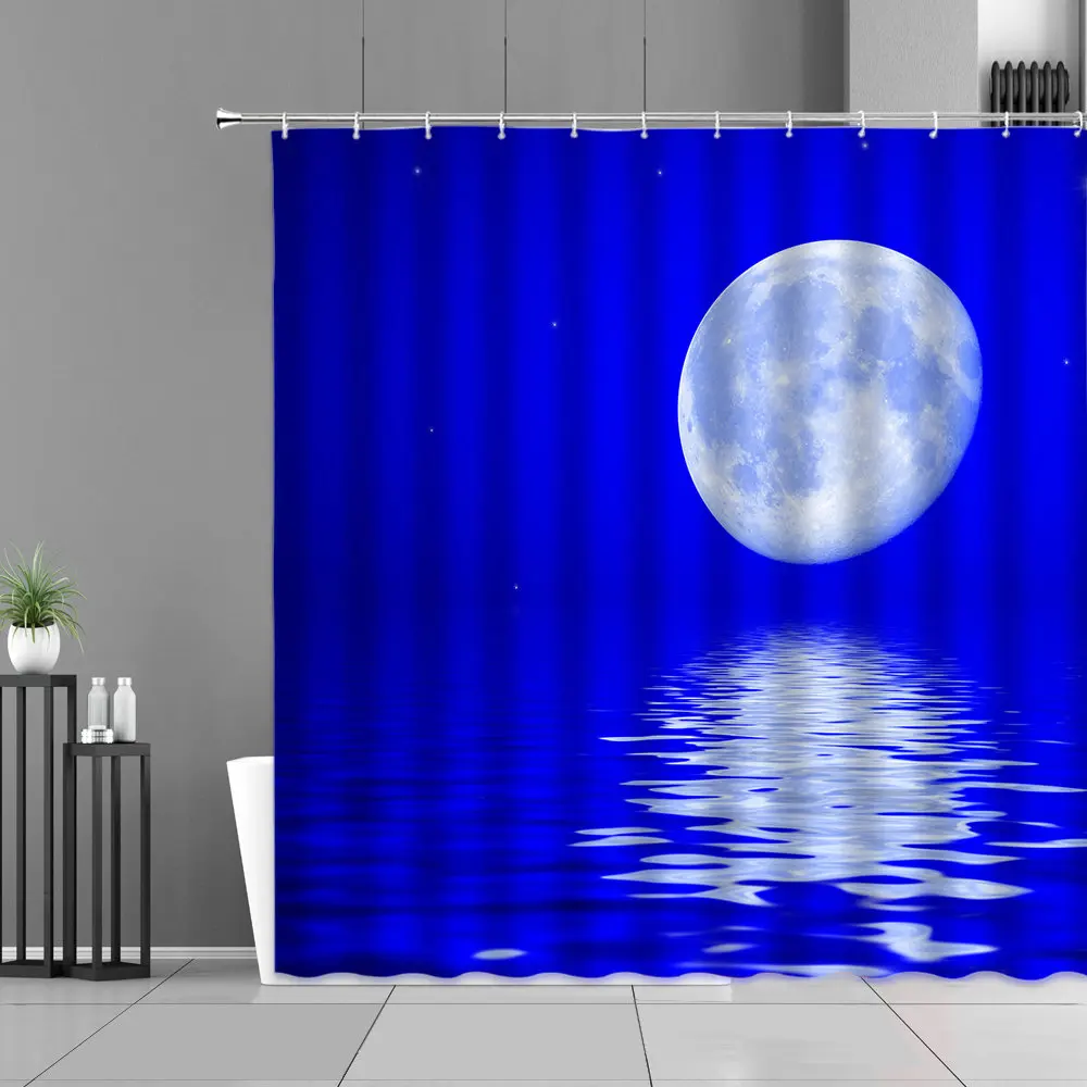 

Landscape Sea Cloud Moon 3D Printing Shower Curtain Home Wall Decoration Bathtub Screen Bathroom Curtains Polyester Waterproof