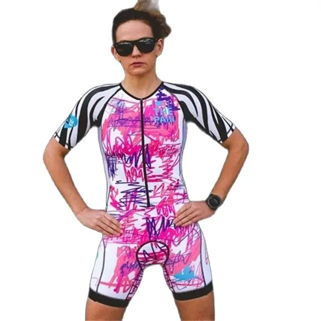 

Love The Pain Women Sports Triathlon Skinsuit Kit 2021 Cycling Clothing Bodysuit Chrono Speedsuit Bike Tri Suit Bicycle Jumpsuit
