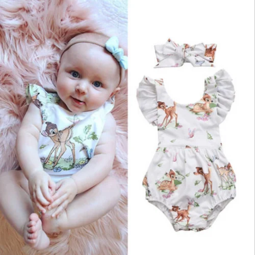 Модный детский летний комбинезон с коротким рукавом для новорожденных девочек |