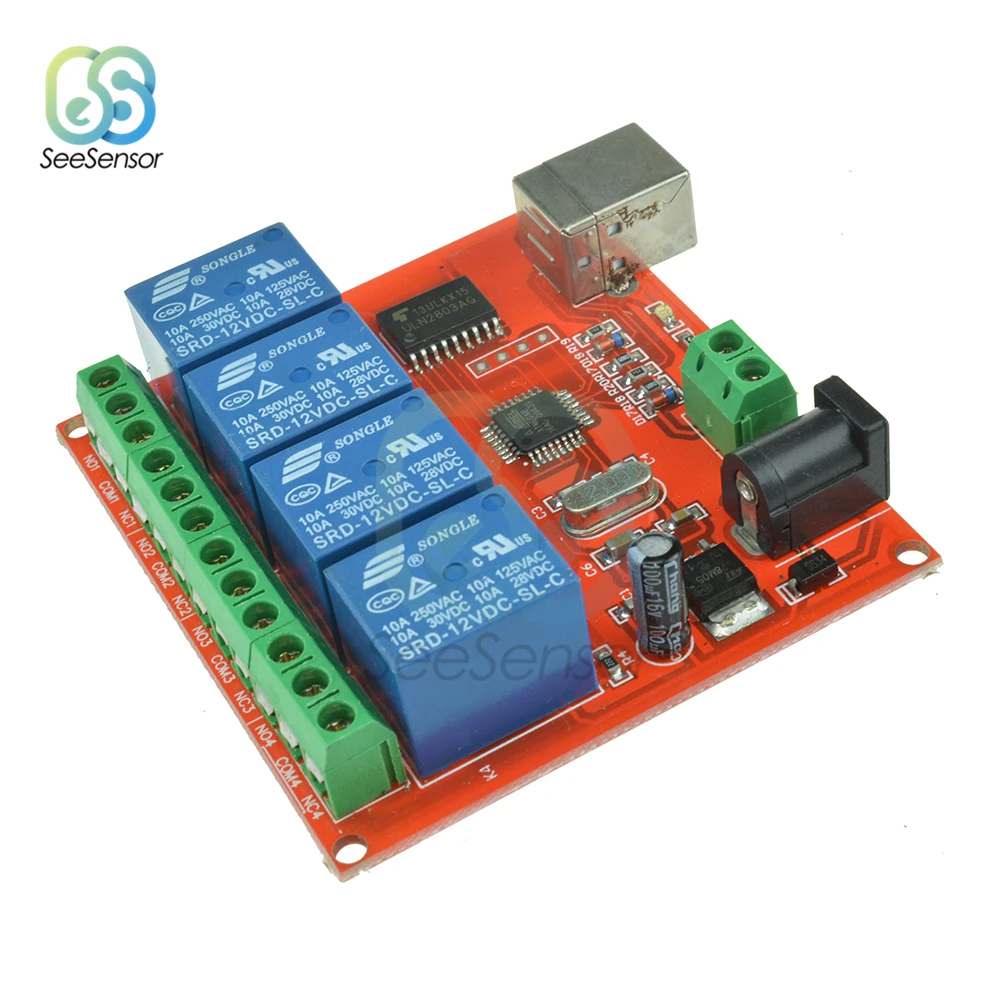 4 канальный USB релейный модуль 12 В программируемый компьютерный переключатель