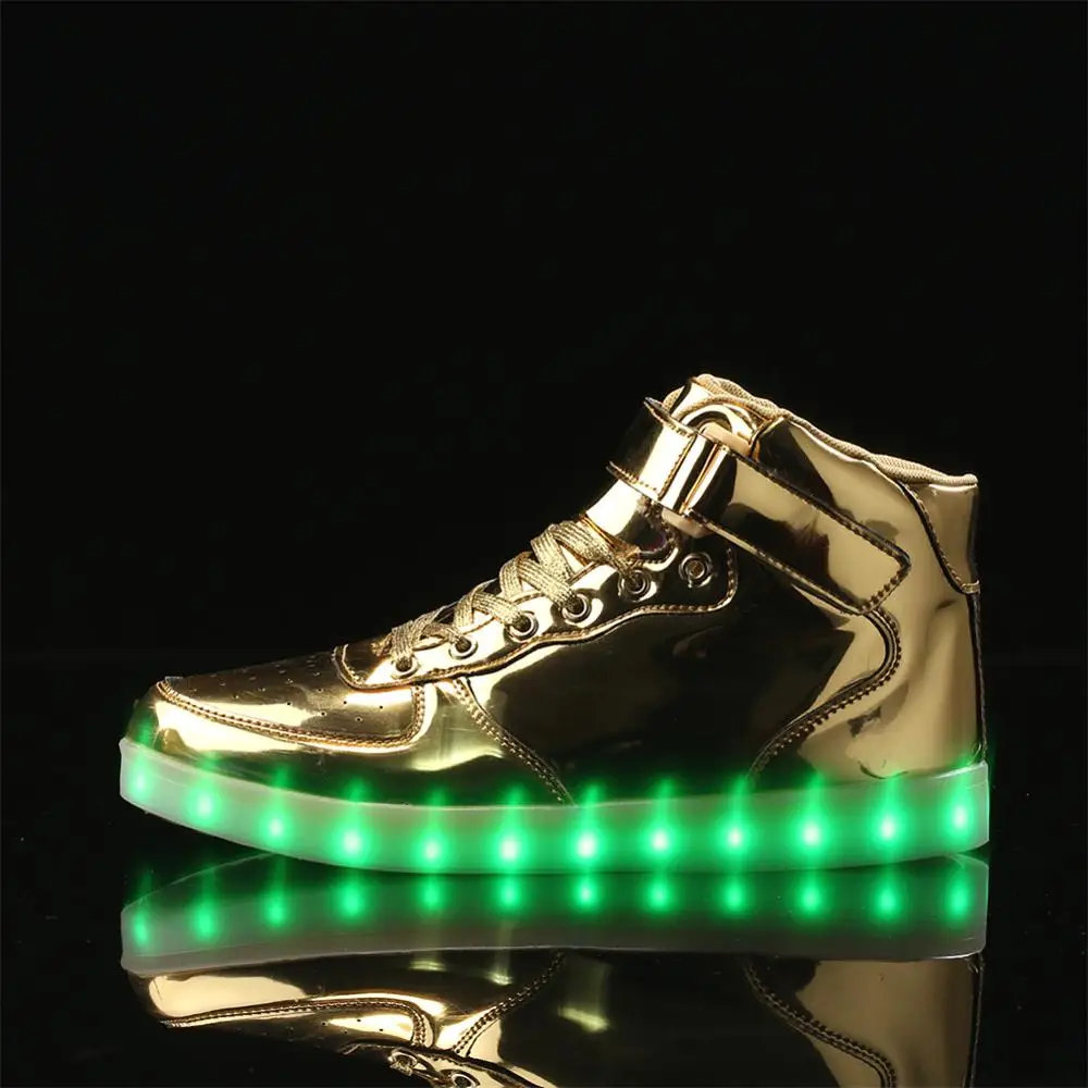 IGxx High Top LED Shoes Light Up For Men Sneakers USB Recharging Women Glowing Luminous Flashing Kids |
