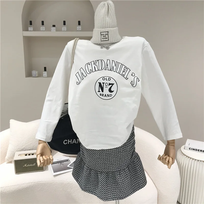 

Two piece set Women's Spring Summer 2021 Fashion Long sleeve T-shirt + Ruffle Skirt Suit