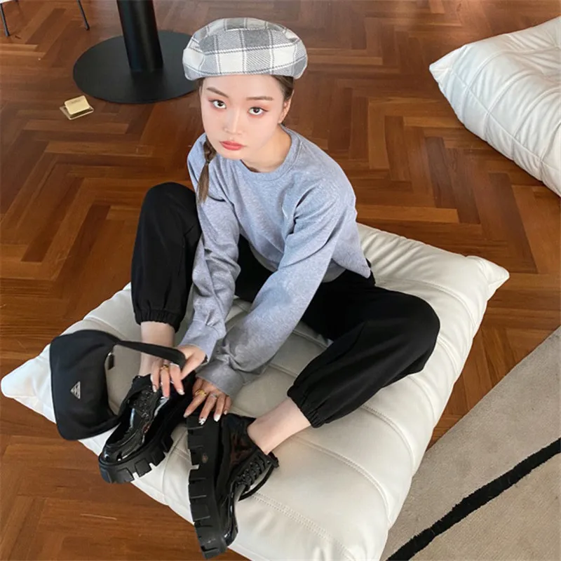 

Real Shot 2020 Autumn New Style Waistband Casual Women' Loose High Waist Slim All-Match Nine-Point Sports Pants