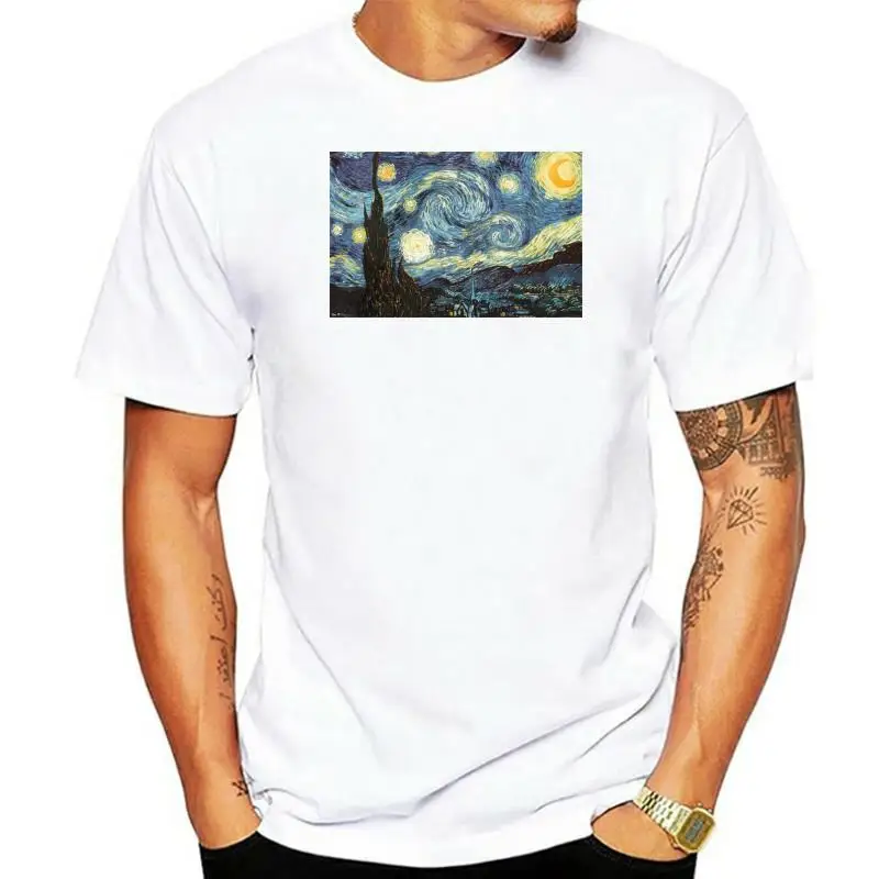 

Van Gogh Nuit T-Shirt Aesthetic Vapourwave Tumblr Blogueur T-Shirt Newest 2022 Fashion 100% Cotton Short Sleeve O-Neck