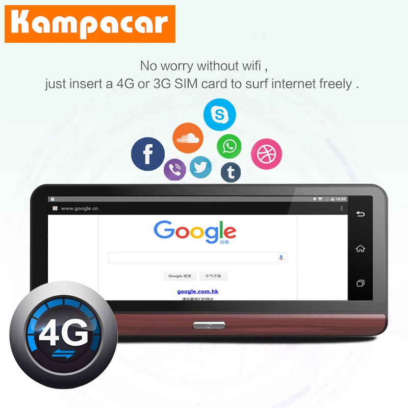 Kampacar 8,0 дюймов Android Smart зеркало заднего вида камера 4G gps навигации Dvrs с двумя объективами двойной тире Wi Fi видео регистраторы