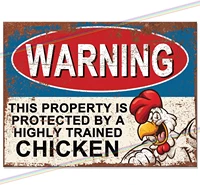 metal signs warning property protected by a chicken logo man cave tin metal sign hanging wall plaque kitchen shed garage