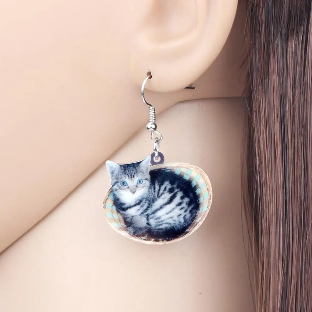 Набор ювелирных украшений WEVENI ожерелье и серьги с милым котенком из акрила в