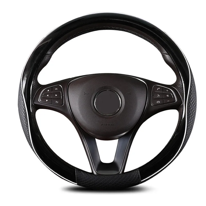 

Four Seasons Universal Car Steering Wheel Cover Silicone Inner Ring Handle Cover Slip-proof Stitching for 38cm Steering Cover