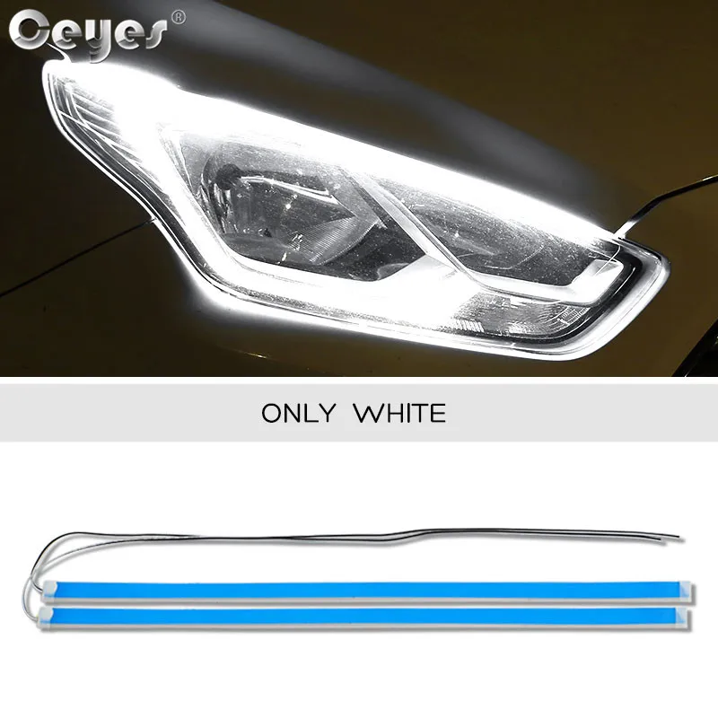Only White Color Ceyes 2 шт. 12 В Автомобильные Аксессуары DRL дневные ходовые огни Светодиодный дневной подсветка времени Гибкая Поворотная сигнальная фара лампа полоса для авто - Цвет: Only White Color