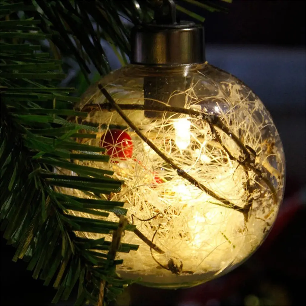 8cm Romantic Christmas Decorations Ball Transparent PVC For Home Luminous Light Hanging Tree Ornaments Supplies | Освещение