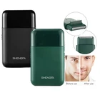Электробритва мужская с зарядкой от USB, портативная ультратонкая бритва с 2 лезвиями для бороды, черный и зеленый цвета