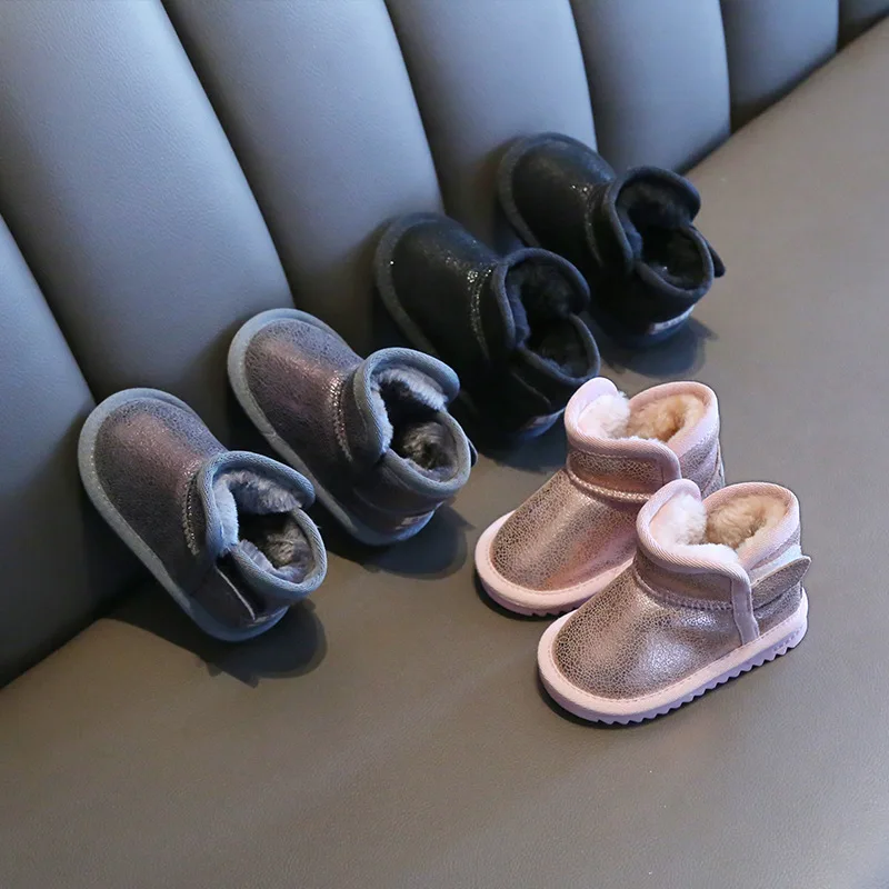 Зимние ботинки для малышей 2019 г. маленьких девочек и мальчиков теплые уличные с