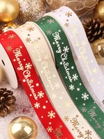 10yards 25mm christmas ribbon printed silk satin ribbons gift wrapping decoration christmas ribbons diy handmade supplies ribbon