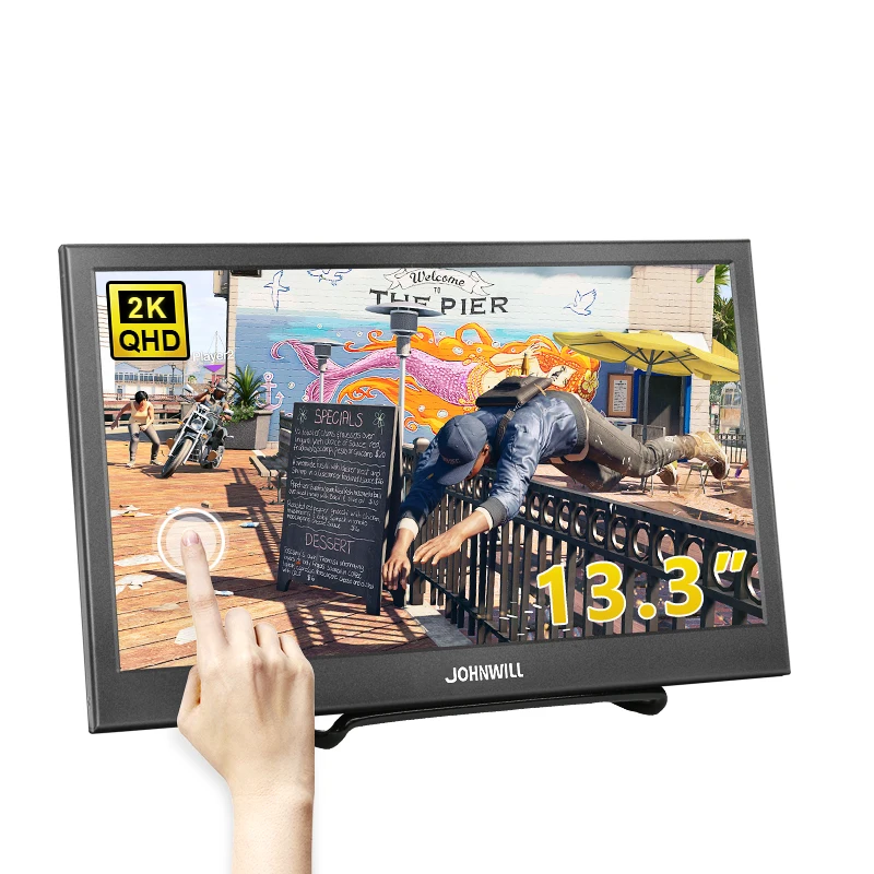 Портативный монитор lcd 13," 2 K сенсорный экран светодиодный HDMI USB для автомобиля мини ТВ PS4 Xbox Raspberry pi CC tv PC ноутбук телефон