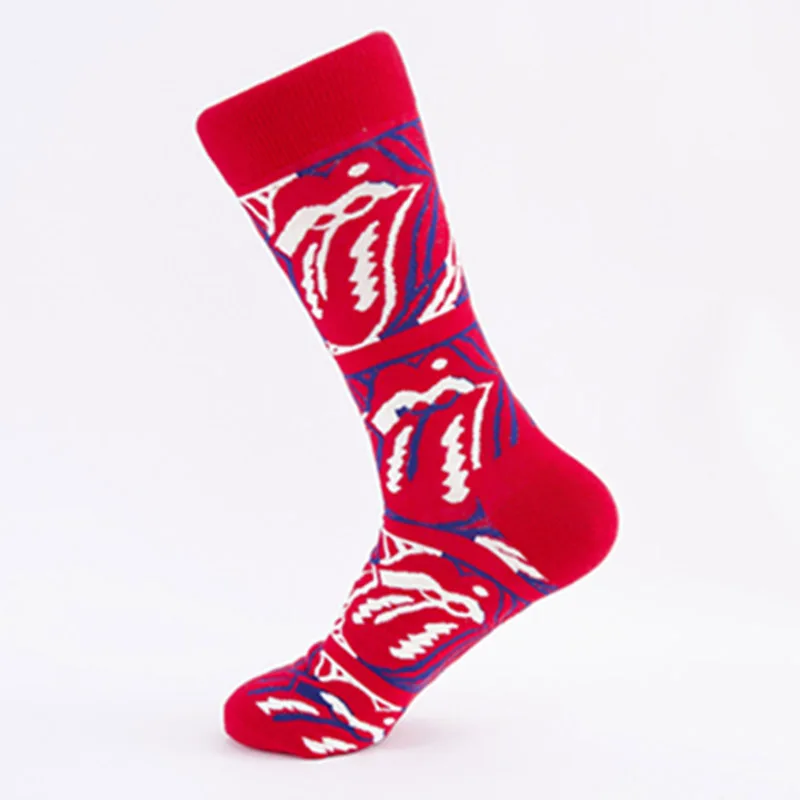 

Funny Mouth Tongue Printing Socks Men Colorful Star Striped Casual Crew Sokken Harajuku Hip Hop Skateboard Street Fashion Socks
