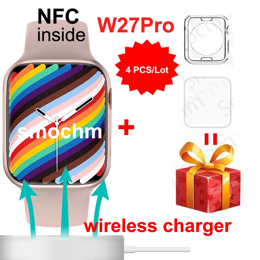 

Смарт-часы Smochm IWO 14 W27Pro Series 7 NFC, 4 шт./лот, 1,81 дюйма, водонепроницаемые