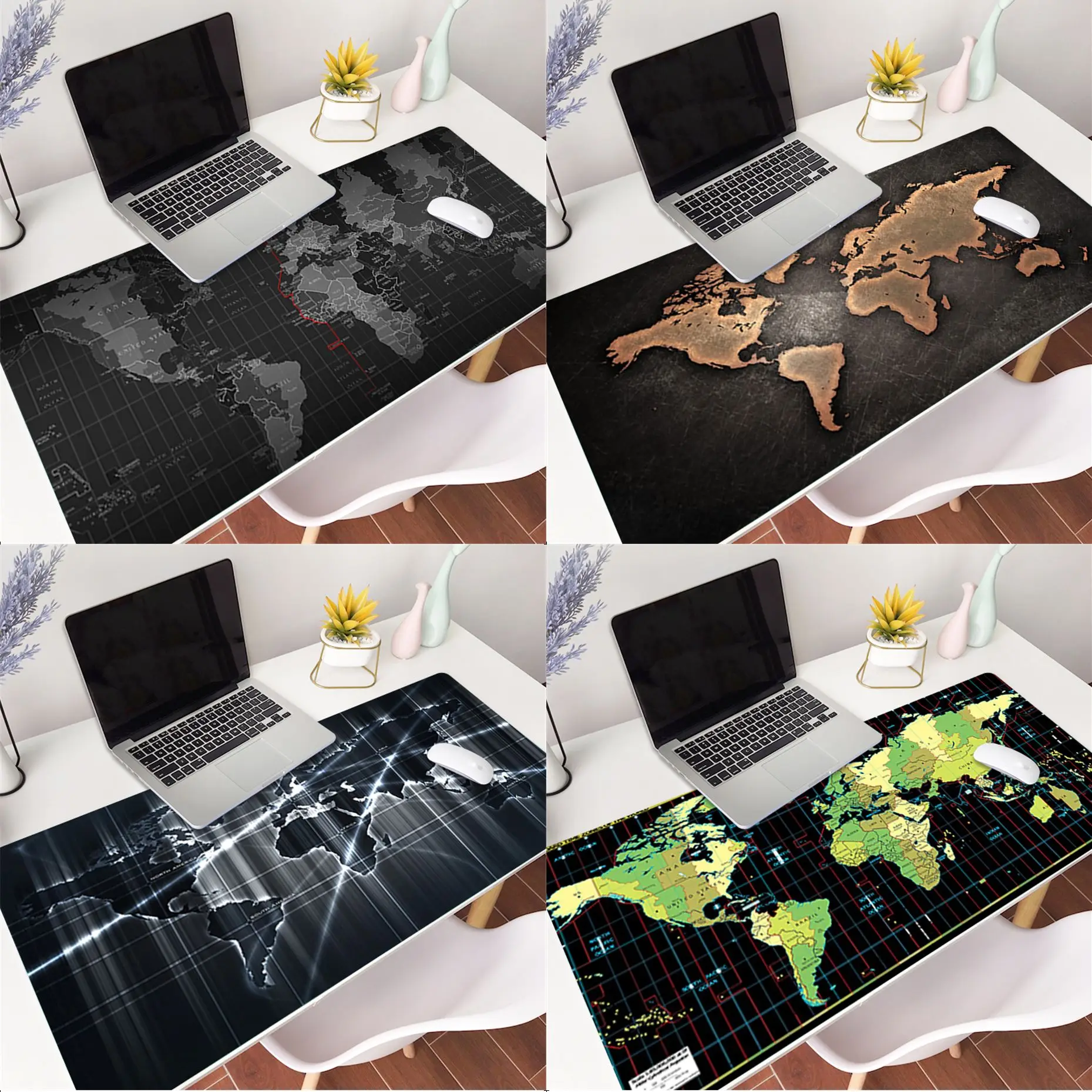 

Винтажный классный резиновый прочный Настольный коврик для мыши с принтом карты мира, размер для коврика 400x900x3 мм