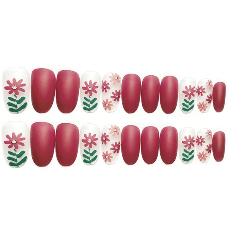 Накладные ногти 24 шт./компл. для женщин цветочный дизайн невесты искусственные с