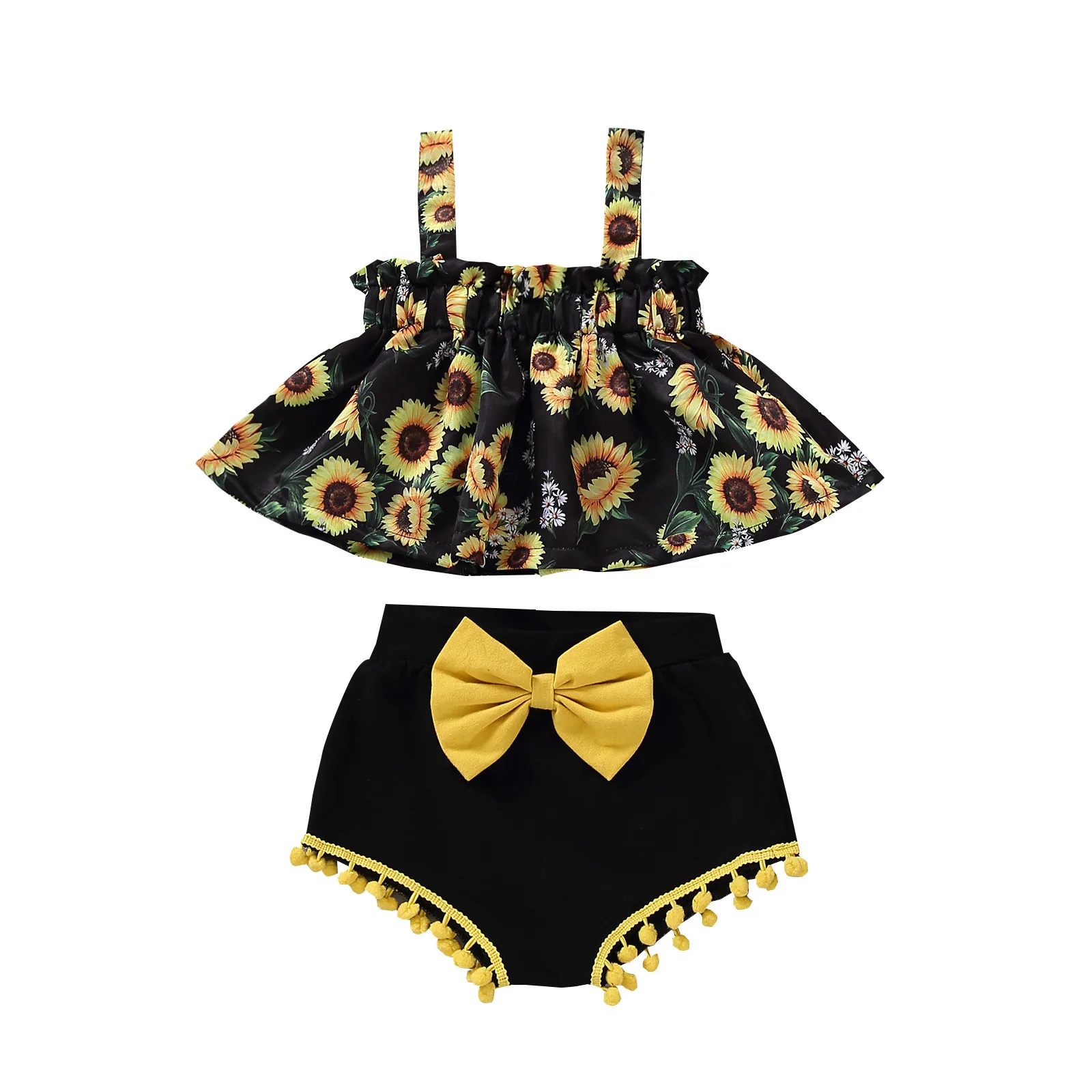 

3 6 9 12 Months Newborn Baby Girl Summer Clothing Sets Floral Print Vest +Bowknot Shorts Infant Outfit Suit Fashion Girl Clothes