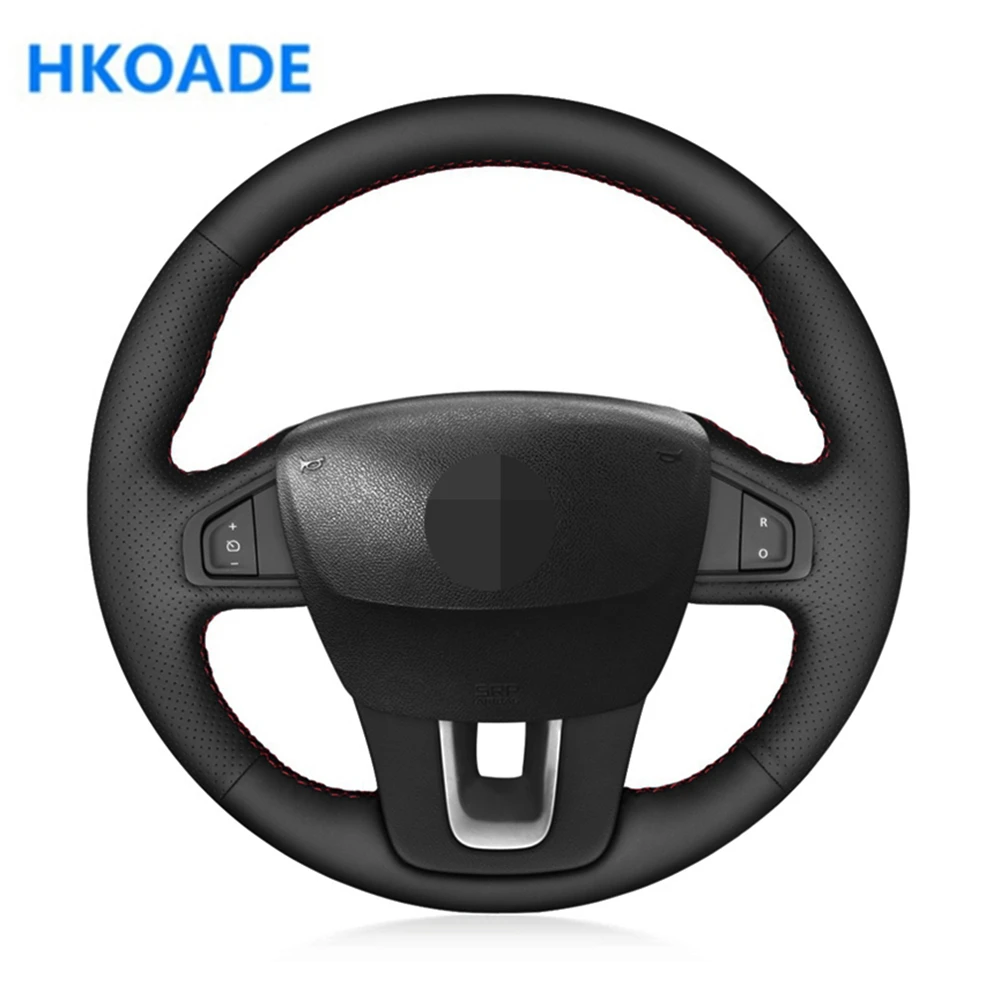 DIY черная крышка рулевого колеса из натуральной кожи для Renault Samsung SM5 2009 2018 Laguna 2008