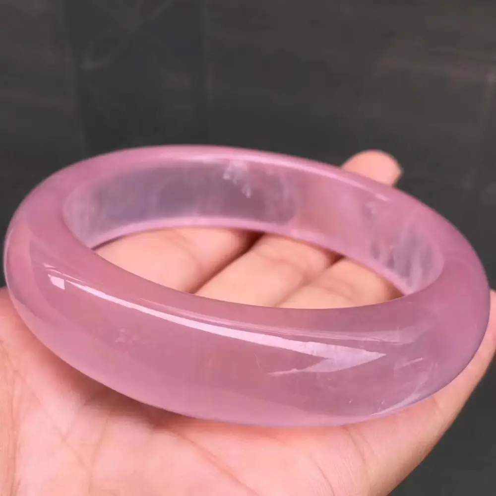 Внутренний диаметр 58 мм натуральный розовый кварц кристалл браслет Круглый