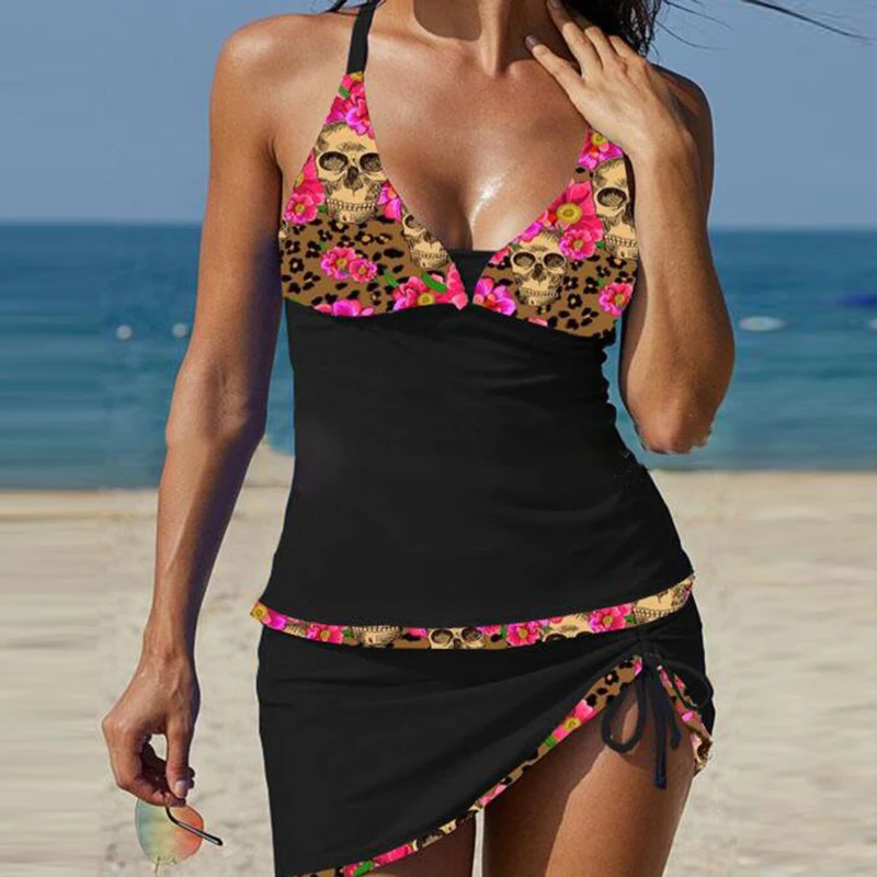 Сексуальный леопардовый купальник с глубоким V-образным вырезом бразильское