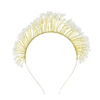 hand woven hairband leaf rhinestone headbands for women bride crown tiara wedding gold color hair jewelry accessory