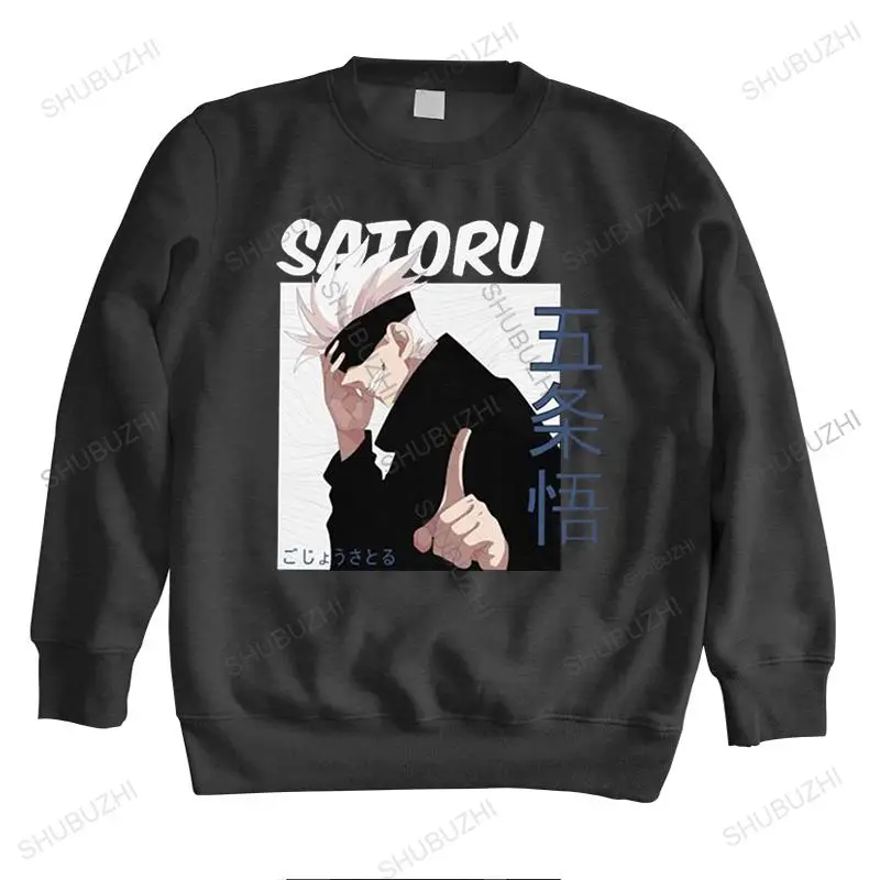 

Толстовка мужская с длинным рукавом, мягкая хлопковая кофта с принтом манга, свитшот с графическим принтом, приталенный силуэт, Satoru Gojo