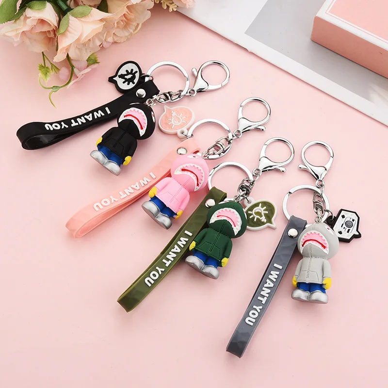 Милый мультяшный модный эпоксидный брелок для ключей с акулой крутая парная