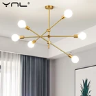 Современный подвесной светильник в скандинавском стиле, потолочная лампа черного и золотого цвета, украшение для ресторана, бара, кухни, столовой, гостиной