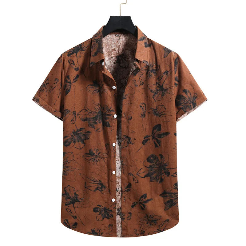 

Men's Retro Cottagecore Floral Print Shirt Classy Casual Cotton Blouses Summer
