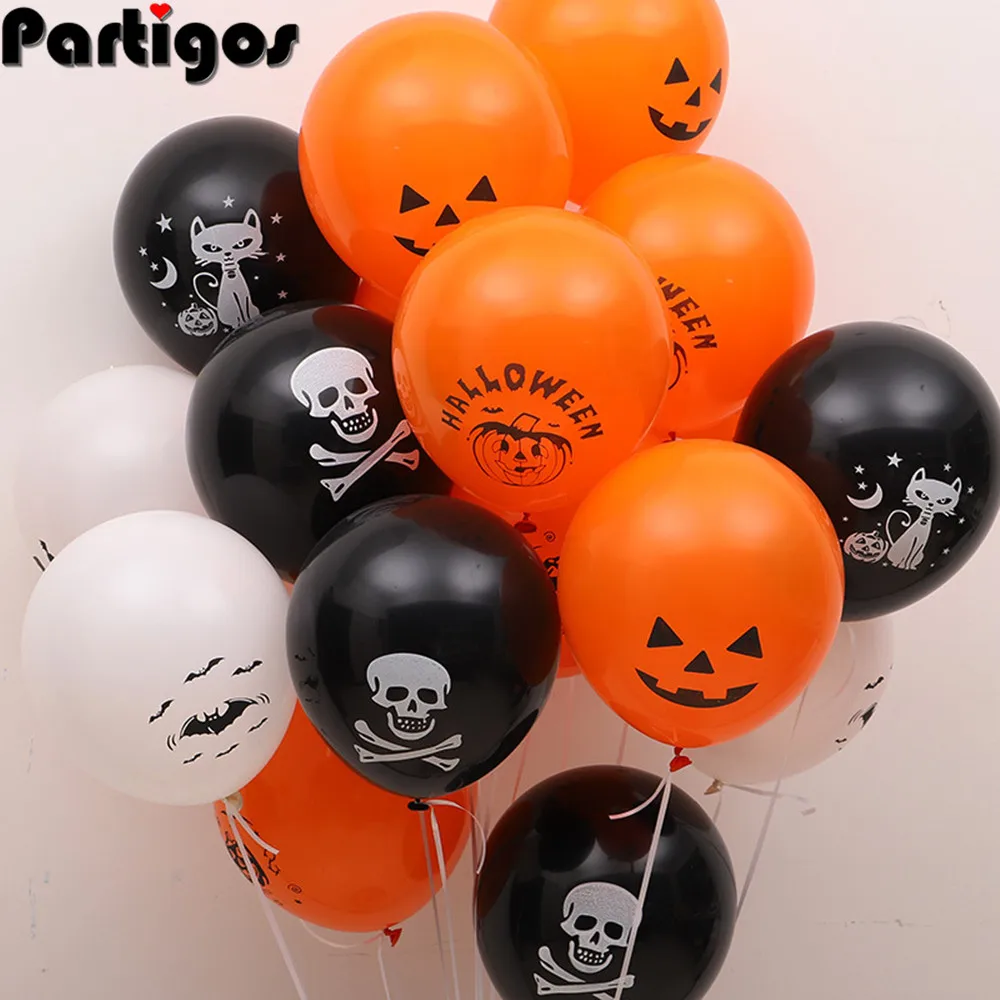 

10pcs 12inch Halloween Latax Balloons Ghost Spider Bat Skull Shape Halloween Party Decoration Pumpkin Skull Bat Helium Globos