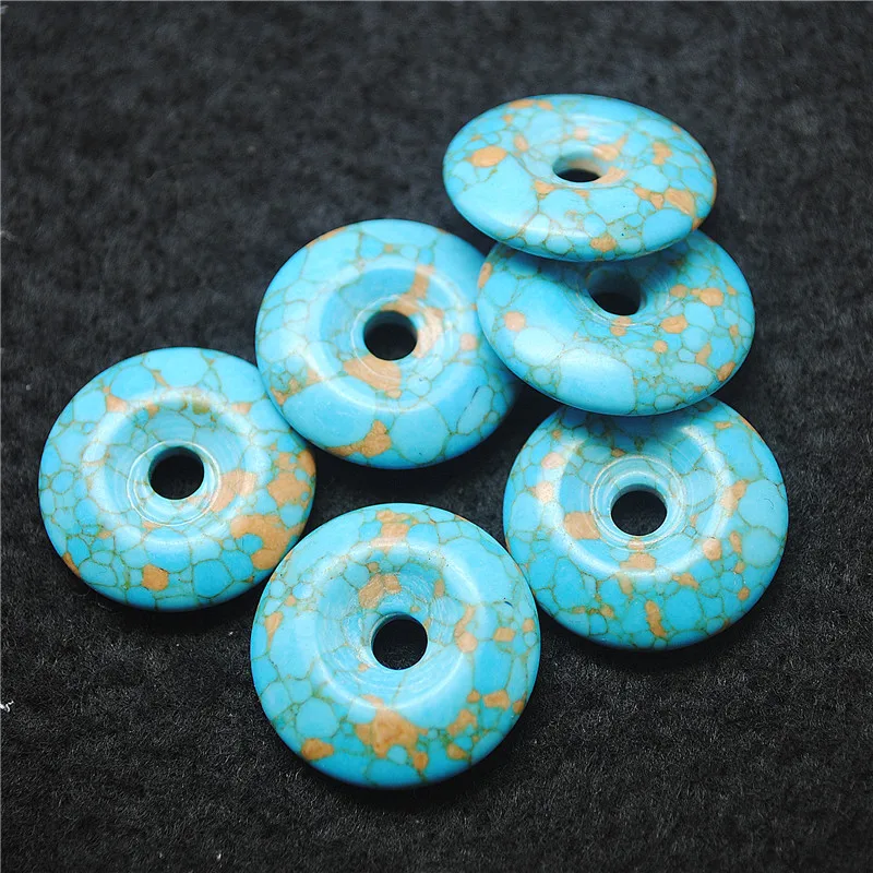 10 шт. Натуральный Синий Бирюзовый Камень Пончики круглой формы размер 23 мм для