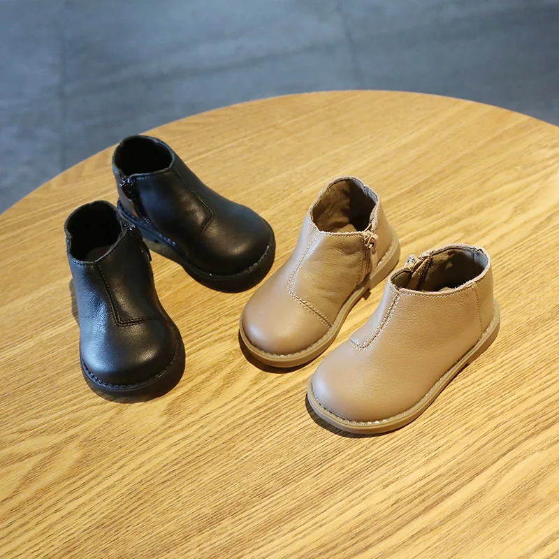 Детская обувь из натуральной кожи Детские теплые ботинки с мягкой подошвой