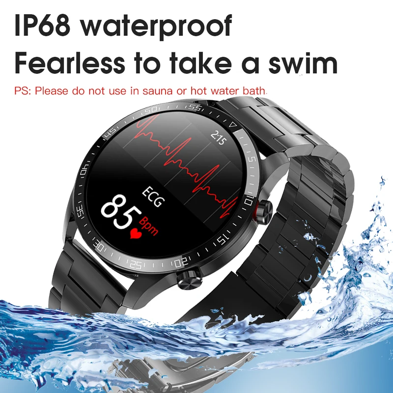 2021New Best Steel Band Smart watch man Full screen touch Fitness IP68 wateproof smartwatch for Android IOS ECG Heart rate | Электроника