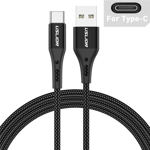 USB-кабель USLION типа C для Samsung S21 S20 Xiaomi POCO мобильный телефон Type-C, провод для быстрой зарядки, шнур, Зарядные кабели Micro USB, 3 м