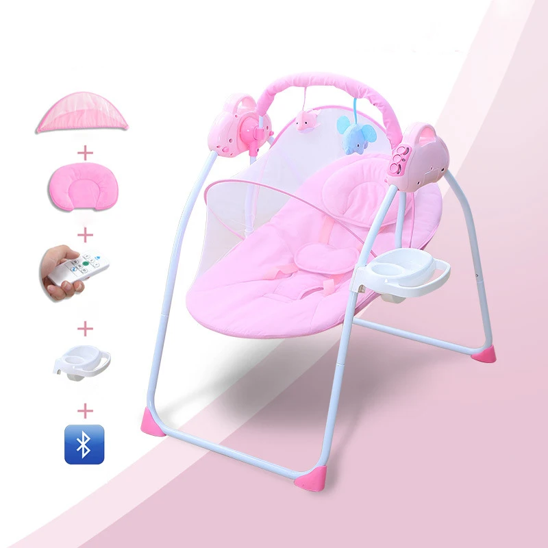 Electric Baby Cradle Rocking Chair for Newborm Baby 0-18 months Baby Sleeping Swing Foldable W/ Remote Controller