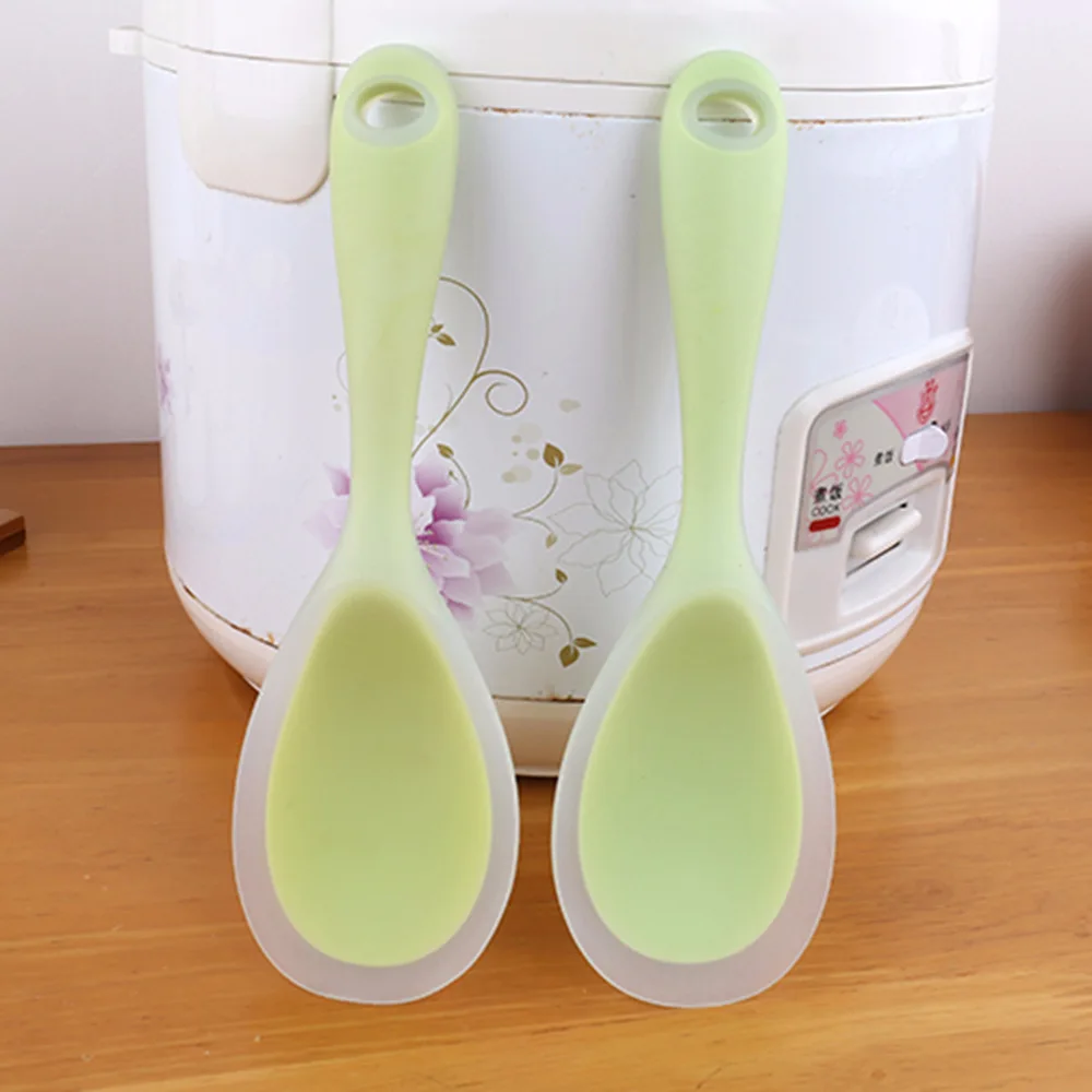 

1PCS Silicone Spoon Heat Resistant Easy To Clean Non-stick Rice Spoons High Temperature Spoon Tableware Utensil Kitchen Tool